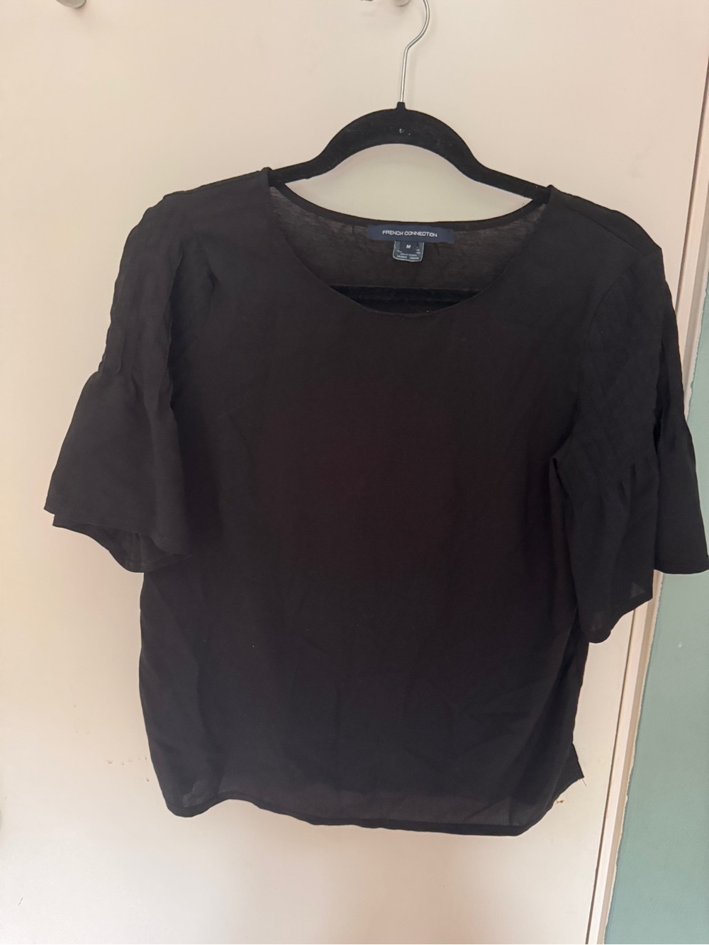 French Connection Black Short Sleeve Crewneck Top